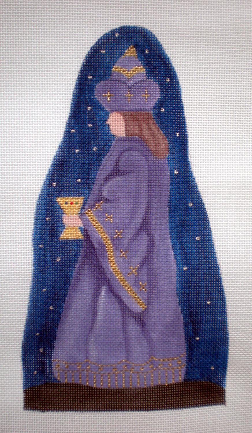 Needlepoint Canvas Handpainted Purple Robed Wiseman Nativity on 18ct ...