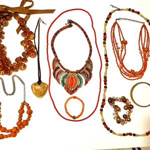 Orange Fall Wearable Estate Jewelry 1+ Lbs 10 Pcs Vintage to ...
