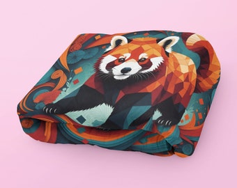 Rood Grafisch Ontwerp van de Panda Gooi Deken | Kleurrijke dierenprint