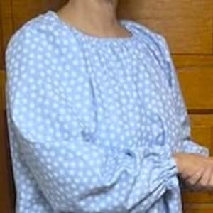 Camisón de franela para mujer, hecho a mano a medida, tallas grandes, petite, regular, alta, larga, completa, modesto, 100% algodón, cuadros azules/florales, S M L XL 1X 2X 3X imagen 4