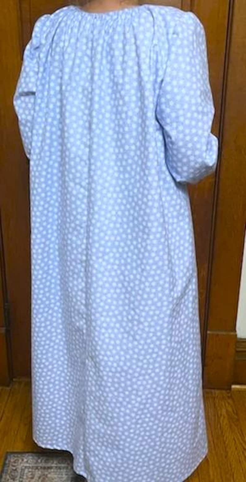 Camisón de franela para mujer, hecho a mano a medida, tallas grandes, petite, regular, alta, larga, completa, modesto, 100% algodón, cuadros azules/florales, S M L XL 1X 2X 3X imagen 5
