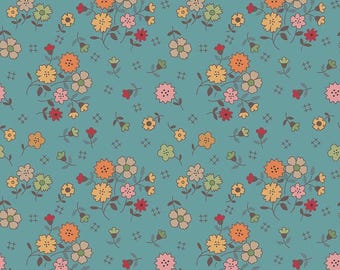 108 inches Lori Holt Wideback Fabric Autumn Raindrop Aqua Blue floral cotton quilting by the 1/4 yd wide quilt backing Riley Blake