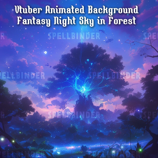 Enchanting Vtuber Forest Night Sky Background Animation