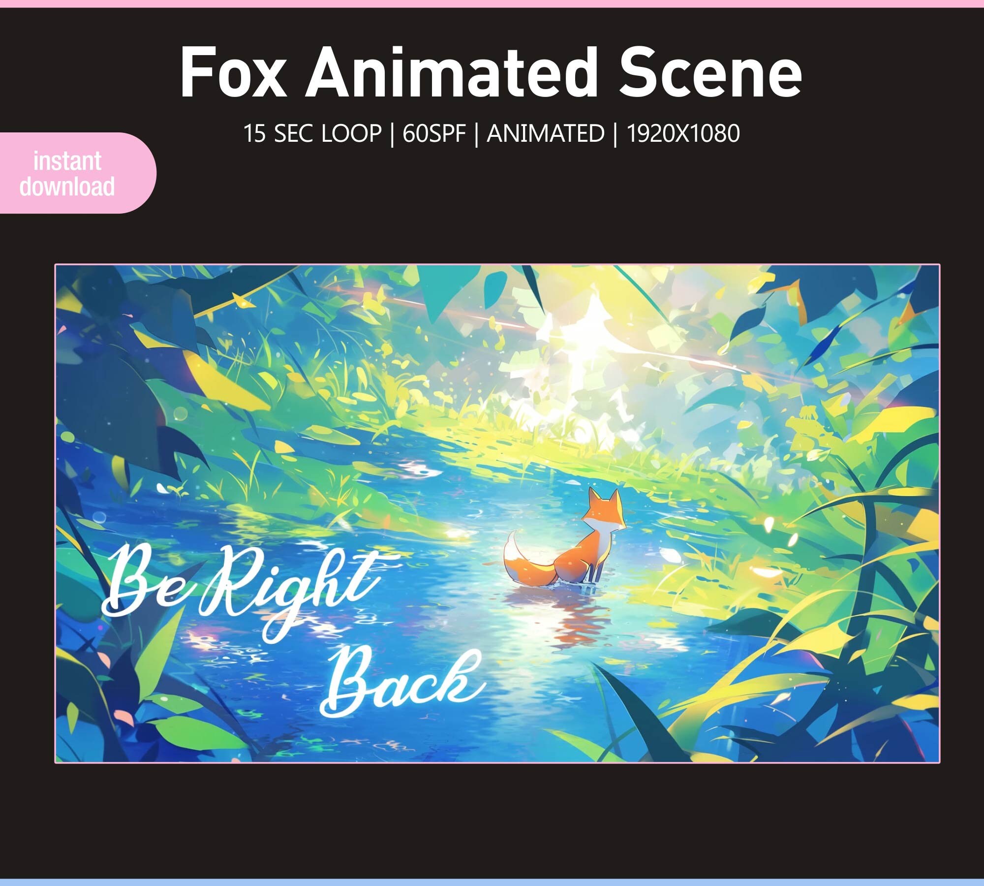 Animated Fox Vtuber Screens | Looped Stream Overlays (digital Download ...