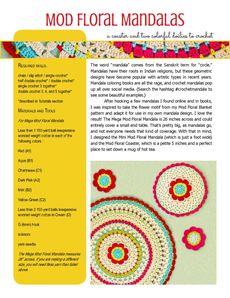 Mod Floral Mandalas Crochet Pattern image 2