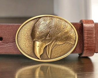 Solid Brass Western Belt Buckle for Men Women, Personalized Eagle Cowboy Replacement Belt Buckles Country Gift for Dad, Men Belt Accessories