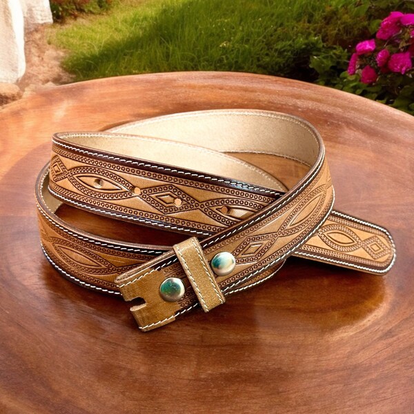 Western Full Grain Leather Belt Strap For Men Women, Personalized Cowboy Tooled Embossed Removable Leather Buckle Belt, Ranch Gift Gun Belt