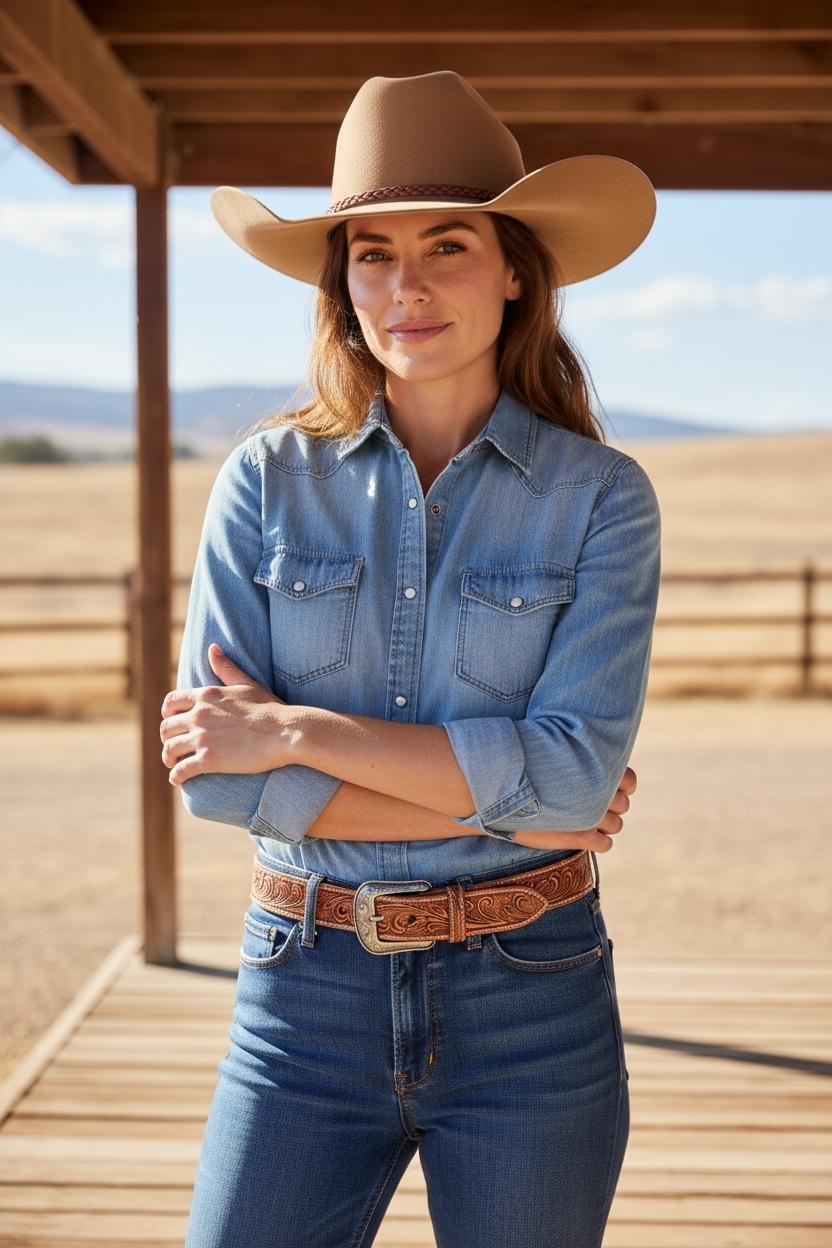 Genuine Leather Western Leather Belt for Women, Cowgirl  display picture 1