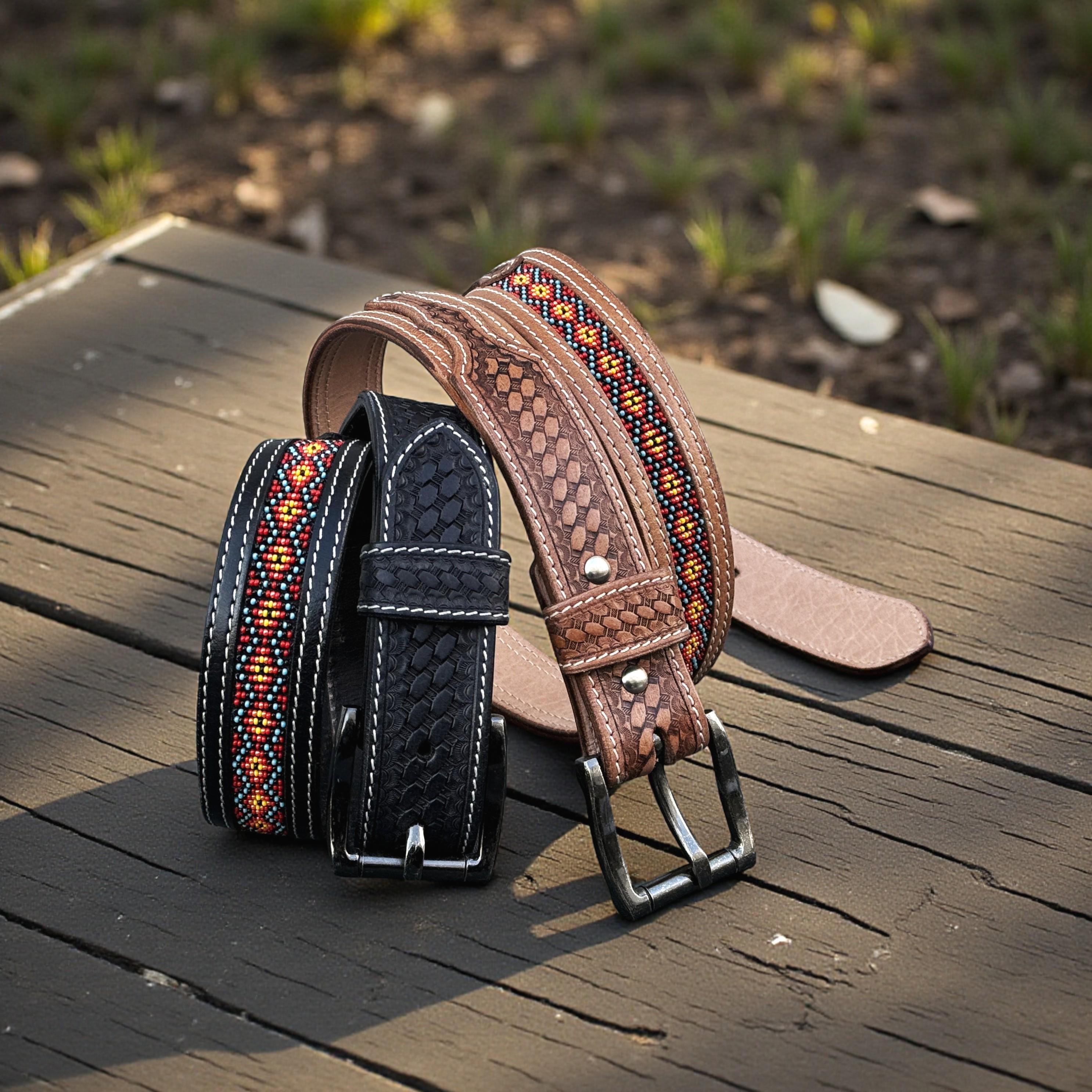 Leather Aztec Belt Men - Etsy display picture 2