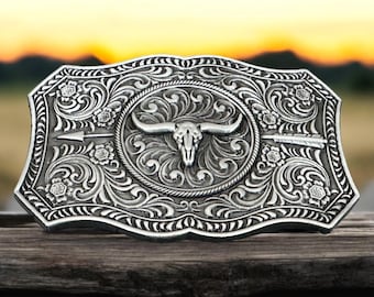 Floral Western Belt Buckle for Men Women, Cowboy Cowgirl Rodeo Removable Belt Buckle for 1.5" Belt Strap Father's Day Gift