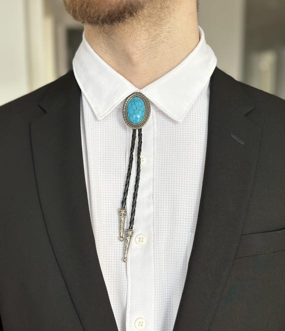 Western Cowboy Stone Bolo Tie for Men Women, Country Texas Cowboy
