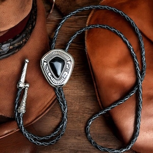 Western Cowboy Bolo Tie for Men and Women, Country Cowboy Necktie Silver Accessories with Artificial Stone, Rodeo Necklace, Ranch Gift Dad