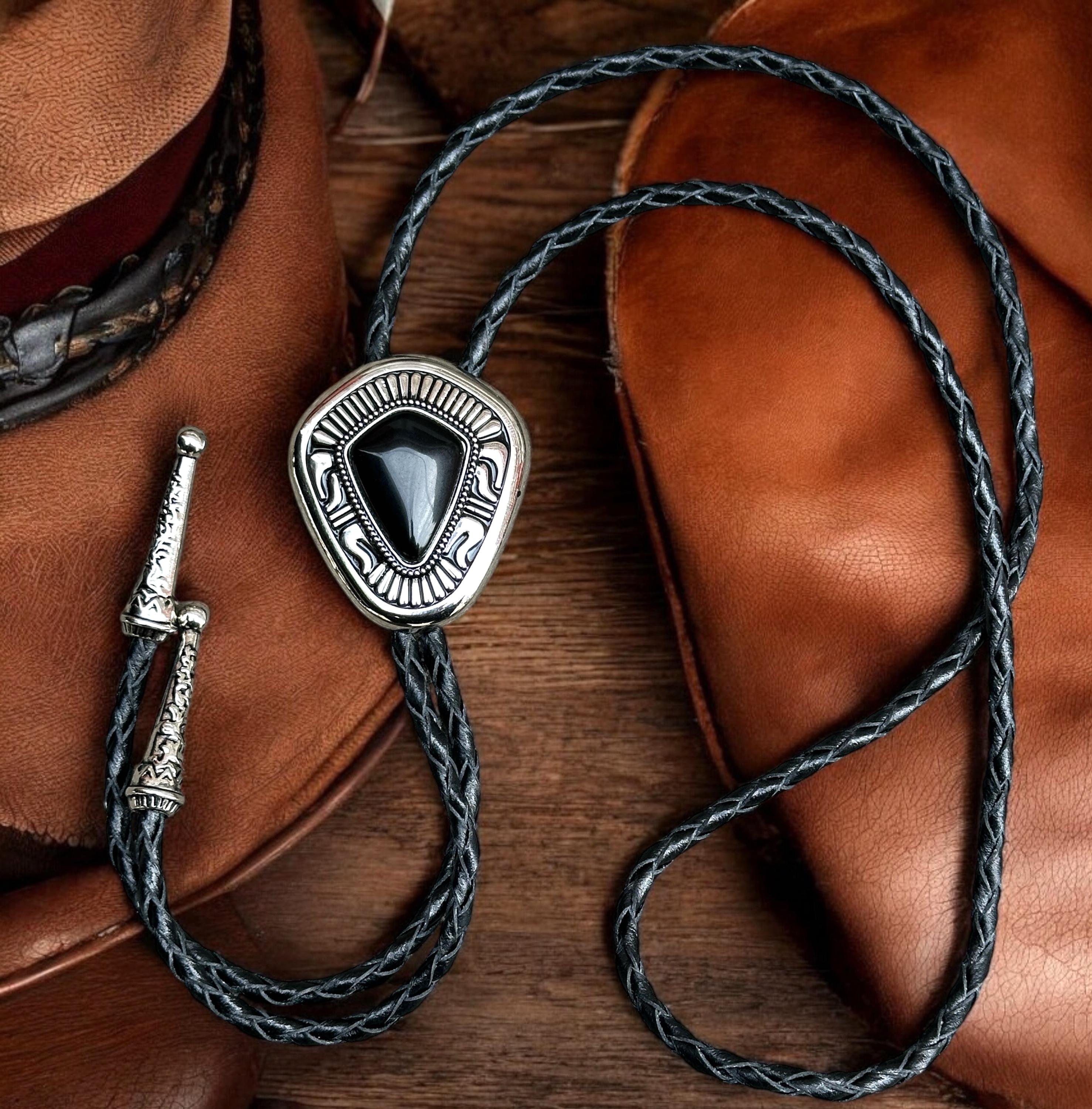 Western Cowboy Bolo Tie for Men and Women, Country Cowboy Necktie Silver Accessories with Artificial Stone, Rodeo Necklace Birthday Gift