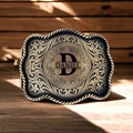 Personalized Western Belt Buckles Men Women, Initial Replacement Cowboy Rodeo Floral Belt Buckle for Removable Leather 1.5" Strap