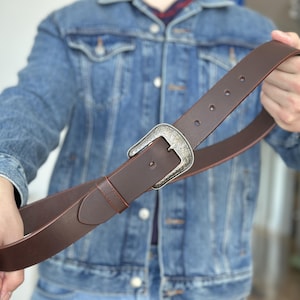 Handmade Western Cowboy Leather Belt For Men Women, Full Grain Leather Belt With Removable Buckle 1-1/2&quot; Wide