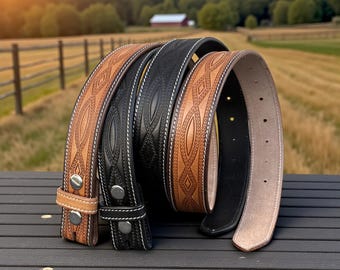 Tooled Western Leather Belt Strap 1.5 Personalized Genuine Cowhide Belt Strap Cowboy Cowgirl Belt Removable Buckle Strap Father's Day Gift