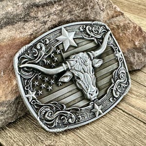Western Belt Buckle Cowboy Buckle Groomsman Rodeo Belt Buckle for Western Belt Country Mens Belt Gift for Dad Brother Boyfriend Patriotic