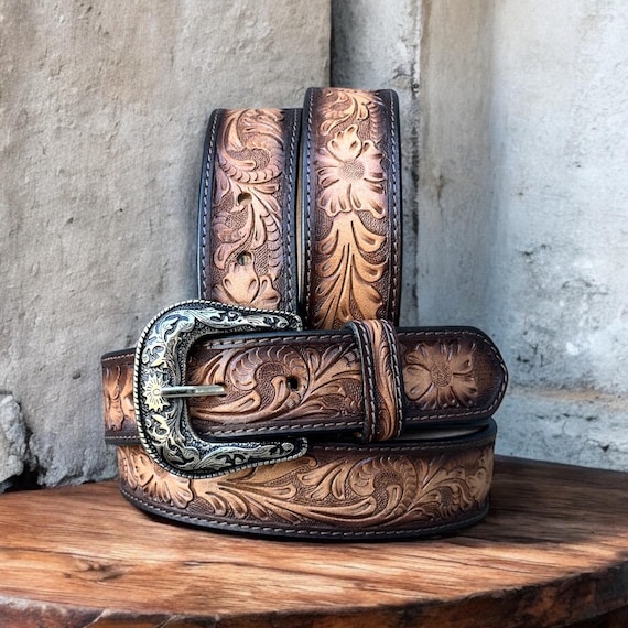 Western Flowers Big Buckle Belt For Mannen En Vrouwen - Cowboy Cowgirl