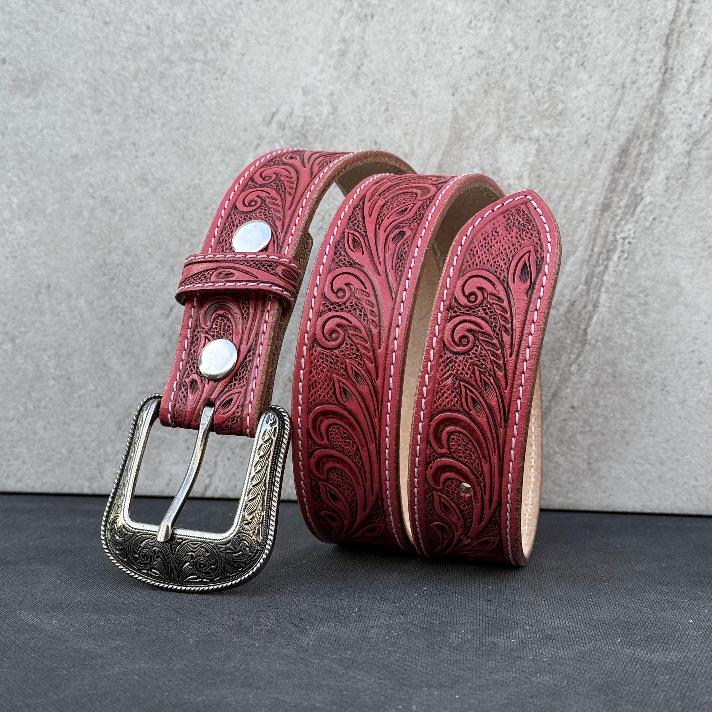 Shannalee Belt Womens 40 Pink Excellent Full Grain Cowhide Leather Made in USA Women main image 2