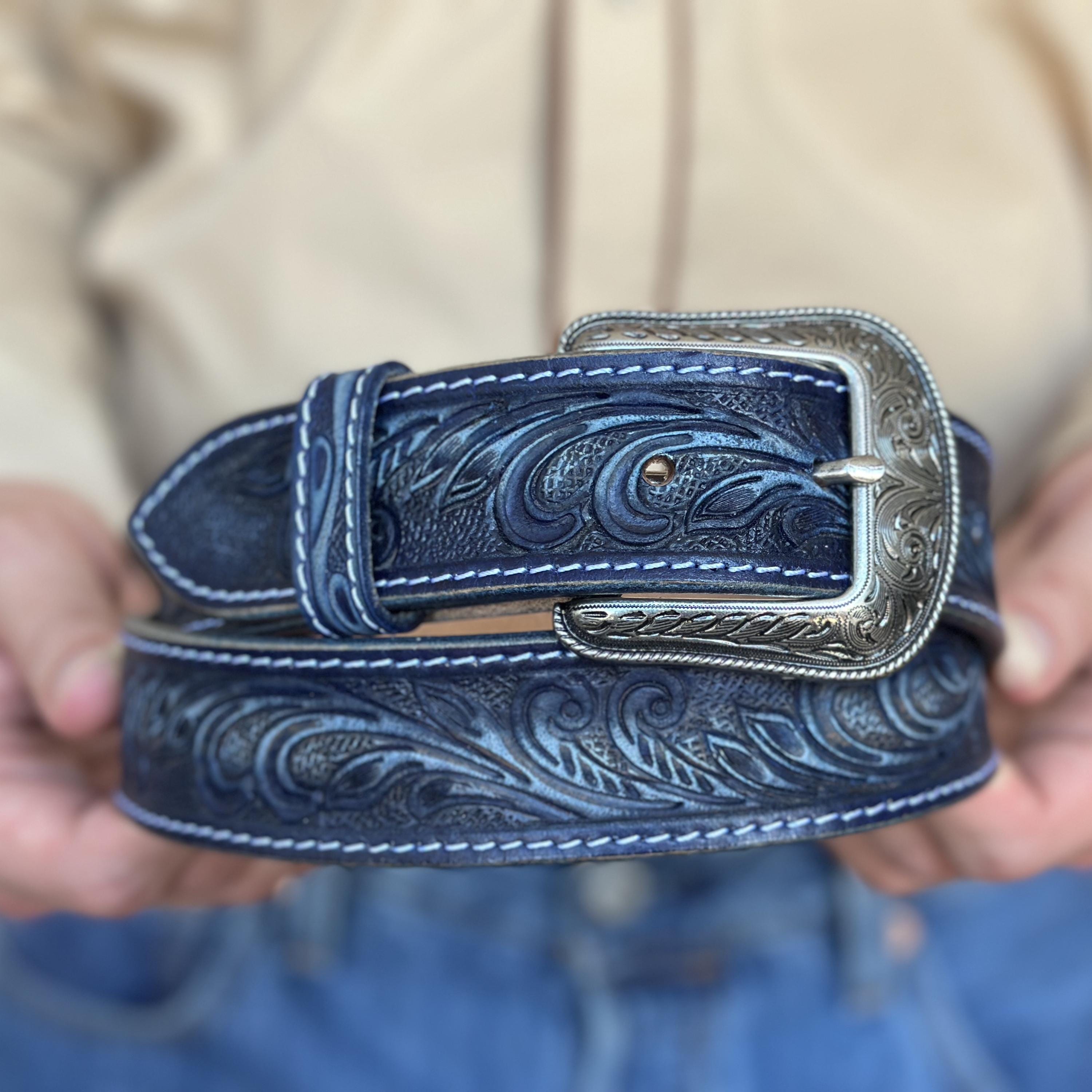 Horse Hair Western Belt Black Blue Mother Of Pearl Silver Plated Buckle Cowgirl Women main image 2
