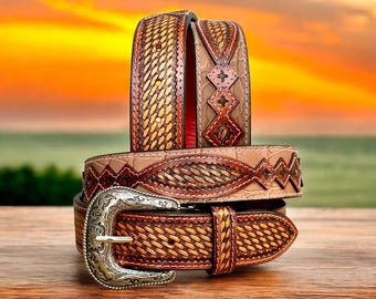 Western Belt: Genuine Leather Crocodile Embossed, Gold Bull  display picture 1