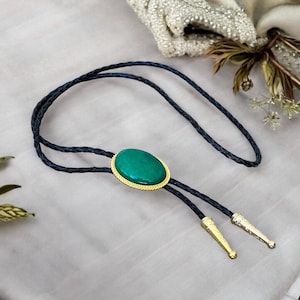 Country Western Cowboy Stone Bolo Tie for Men and Women, Cowboy Cowgirl Necktie Gold Accessories, Rodeo Necklace, Fathers Day Gift
