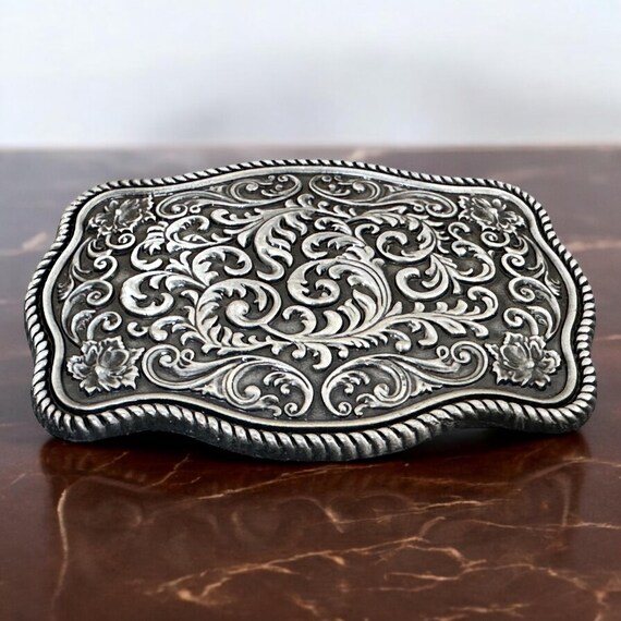 Floral Western Belt Buckle for Men Women, Cowboy Cowgirl  display picture 2