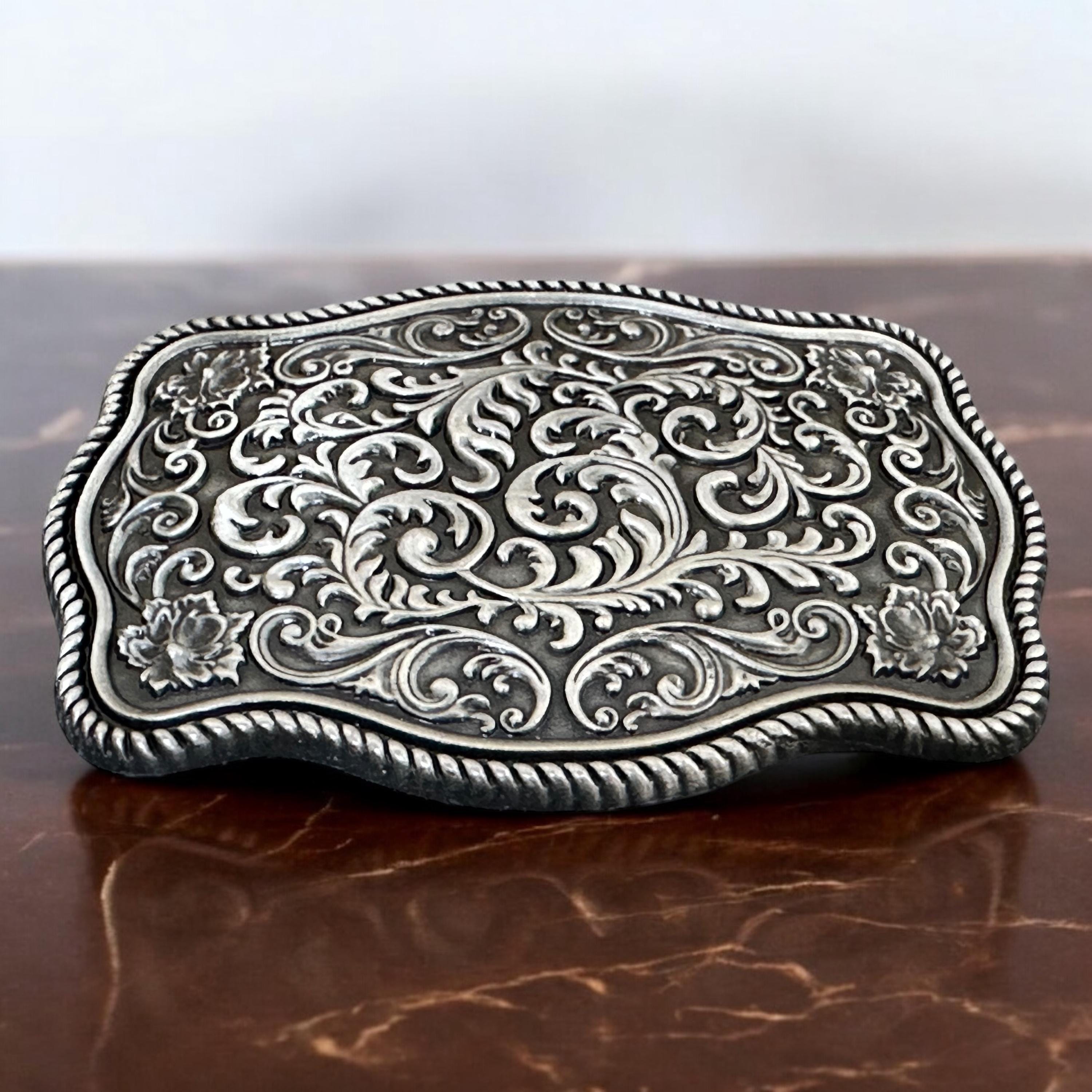 Floral Western Belt Buckle for Men Women, Cowboy Cowgirl  display picture 2