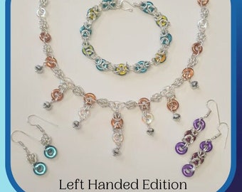 Chainmaille Tutorial Booklet PDF using glass czech rings and jumprings inc byzantine and sweetpea - Lefthanded version