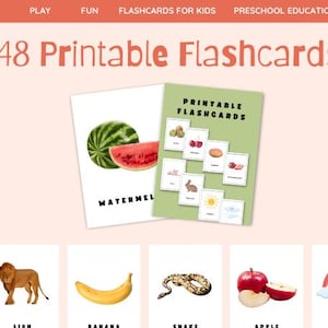 48 Printable flashcards, Montessori flashcards, Pre-School Cards, Rainbow Educational Printable Cards, Instant Download, Preschool education