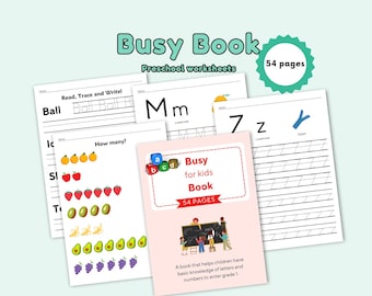Busy book, Toddler busy book, Preschool busy book, preschool worksheets, Homeschool printable, Homeschool activity, Kids activities