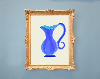 1950's Vase Watercolor & Gouche Painting Giclee Print