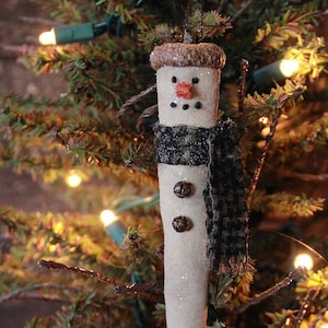 PATTERN Primitive Christmas Icicle Snowman Ornies Digital PDF Pattern, Snowman Sewing Pattern