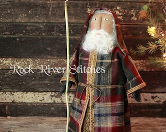 PATTERN Primitive Old World Santa Pattern, Christmas Folk Art Santa Doll Digital PDF Pattern