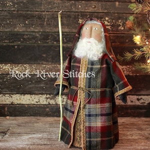 PATTERN Primitive Old World Santa Pattern, Christmas Folk Art Santa Doll Digital PDF Pattern