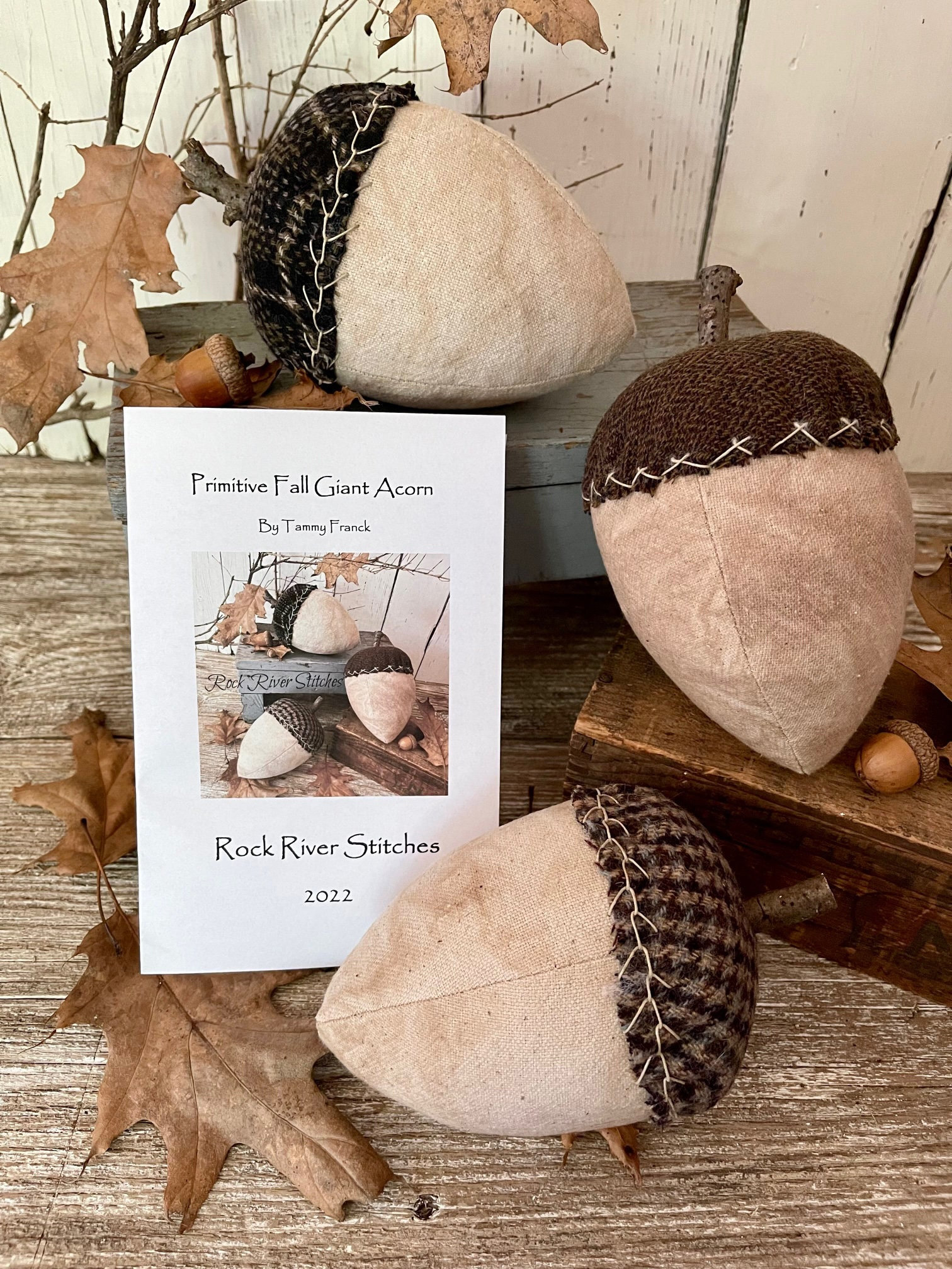 Digital Pattern, Primitive Fall Giant Acorn Pattern, Sewing Pattern, Home Decor