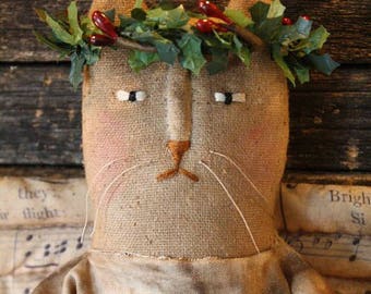 MUSTER Primitive Folk Art Weihnachten, Fräulein Holly Angel Cat Doll Pattern, Primitive Christmas, Doll Pattern