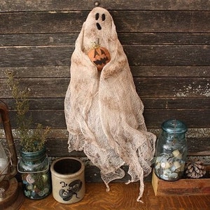 PATTERN, Primitive Halloween Ghost Door Doll Digital PDF Pattern, Halloween Sewing Pattern