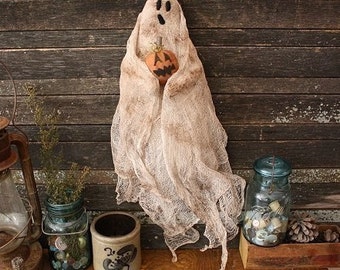 PATTERN, Primitive Halloween Ghost Door Doll Digital PDF Pattern, Halloween Sewing Pattern