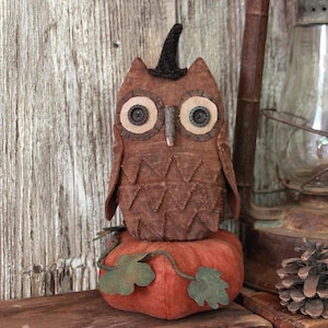 PATTERN Primitive Halloween PDF Pattern, Halloween Owl and Pumpkin, Primitive Halloween, Ollie Owl and Pumpkin Pattern, Folk Art Pattern