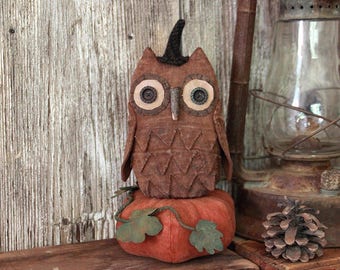 PATTERN Primitive Halloween PDF Pattern, Halloween Owl and Pumpkin, Primitive Halloween, Ollie Owl and Pumpkin Pattern, Folk Art Pattern