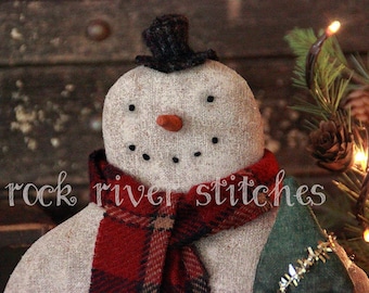 PATRÓN Muñeco de nieve navideño primitivo de pie Patrón PDF, Patrón de muñeca
