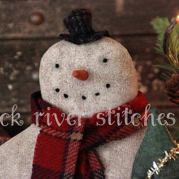 PATTERN Primitive Christmas Standing Snowman Doll PDF Pattern, Doll Pattern