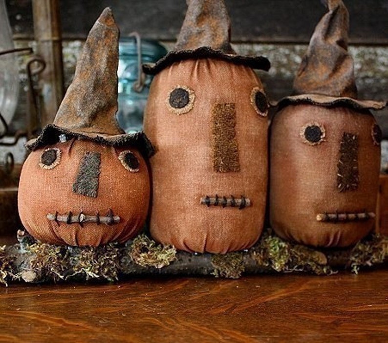 PATTERN Primitive Folk Art Halloween Witch Pumpkin Shelf Sitter Digital PDF Pattern image 3