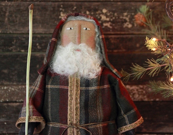 PATTERN Primitive Old World Santa Pattern, Christmas Folk Art