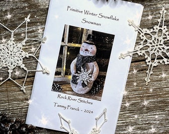 PATTERN PDF Digital Primitive Winter Snowflake Snowman Pattern, Sewing Pattern