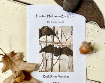 PDF Sewing Pattern, Primitive Halloween Bat Ornie Pattern, Digital Pattern