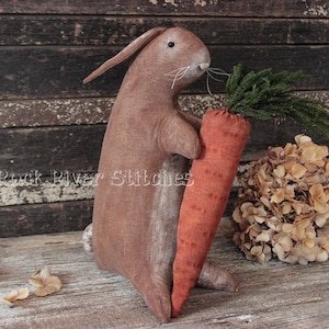 PATTERN Primitive Spring Easter Mr. Whiskers Rabbit Doll PDF Pattern, Sewing Pattern, Easter Pattern, Primitive Rabbit, Holiday Patterns