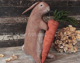 PATTERN Primitive Spring Easter Mr. Whiskers Rabbit Doll PDF Pattern, Sewing Pattern, Easter Pattern, Primitive Rabbit, Holiday Patterns