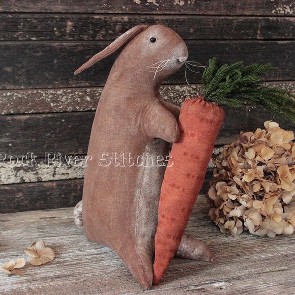 PATRÓN: Muñeca de Pascua primitiva de primavera, Mr. Whiskers Rabbit, patrón PDF, patrón de costura, patrón de Pascua, conejo primitivo, patrones festivos